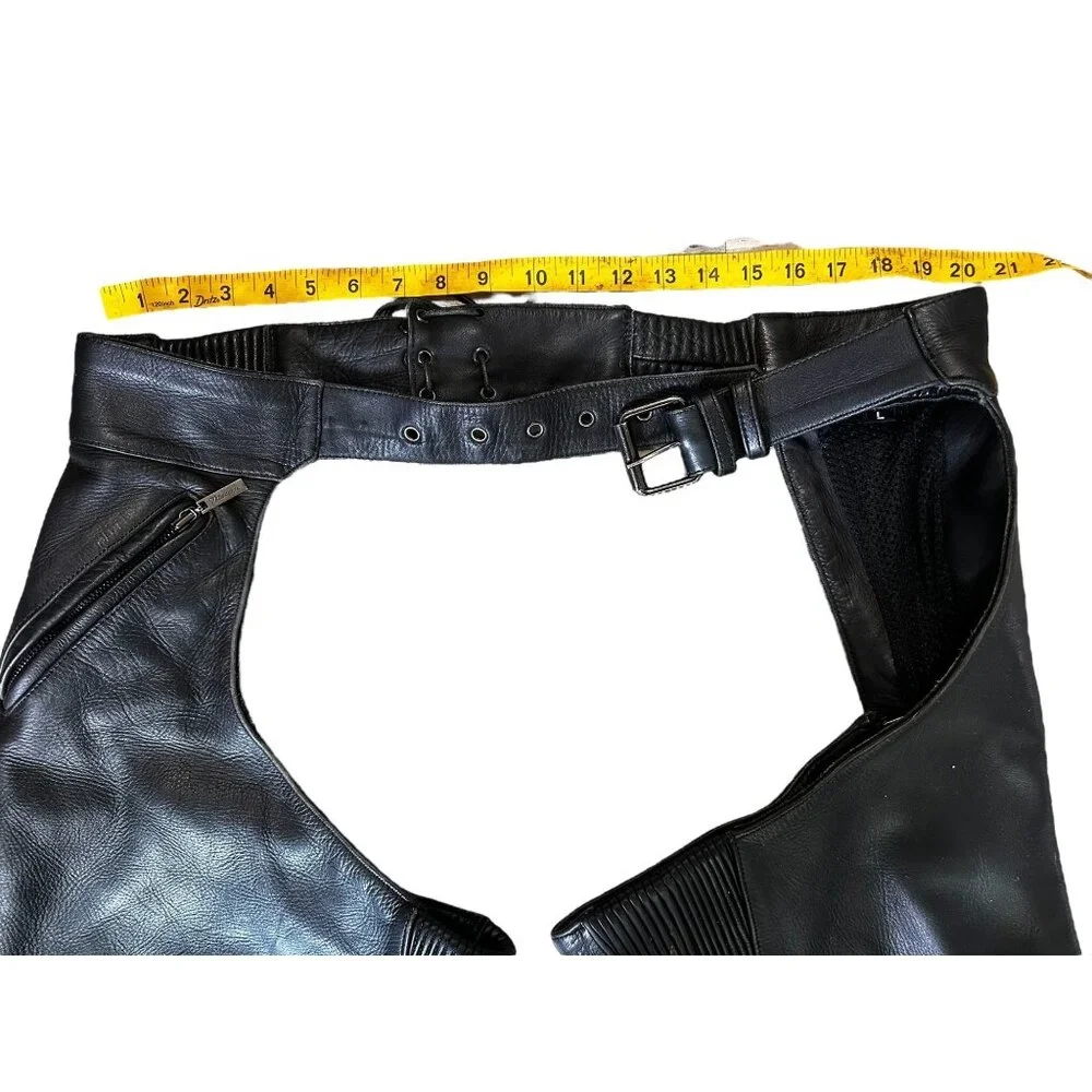 Milwaukee Biker Leather Chaps Men Large Black Adjustable Waist Motorcycle Cowboy